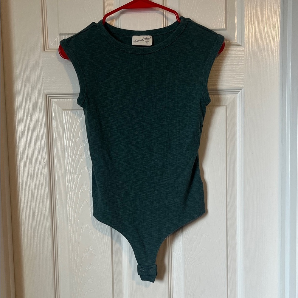 Universal Thread Dark Teal Ribbed Cap Sleeve Bodysuit